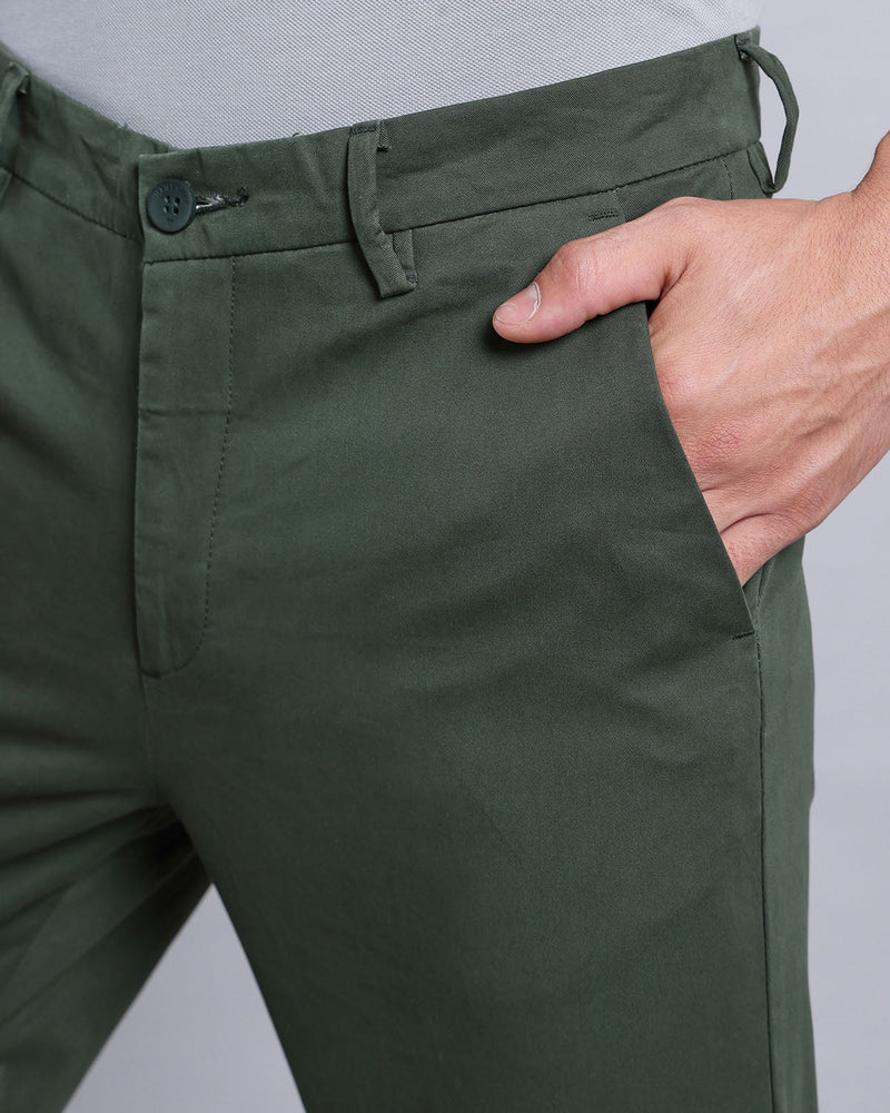 Pine Green Stretch Cotton Chinos