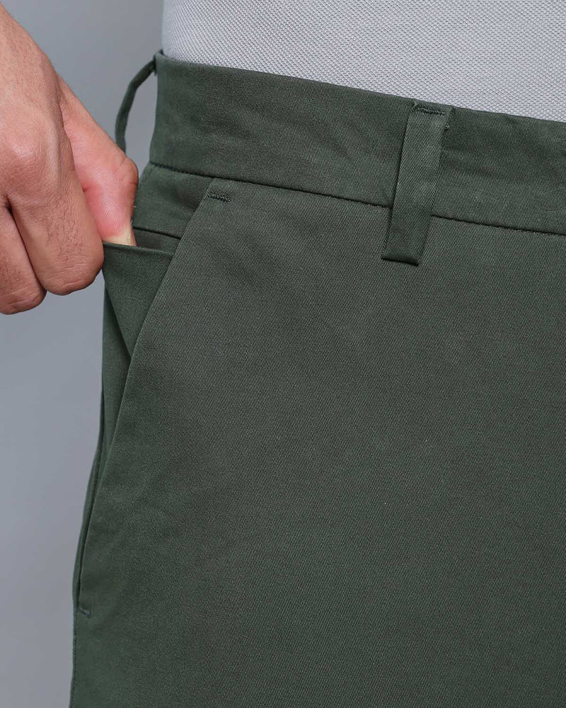 Pine Green Stretch Cotton Chinos