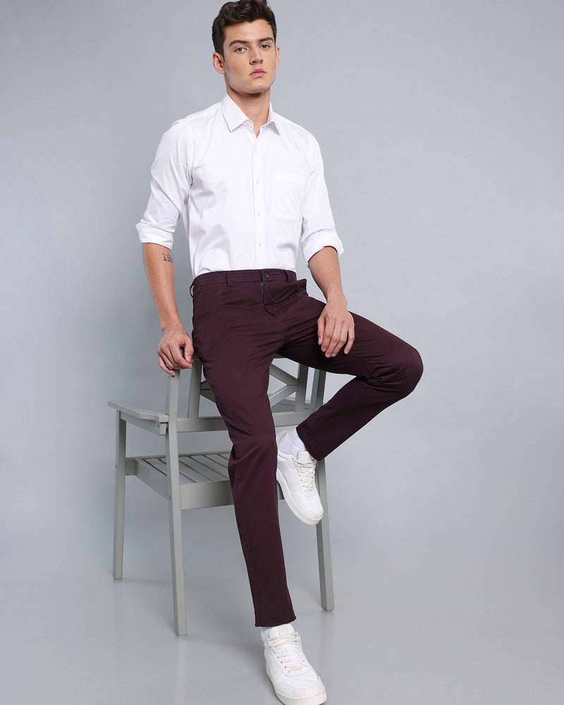 Wine Purple Stretch Cotton Chinos