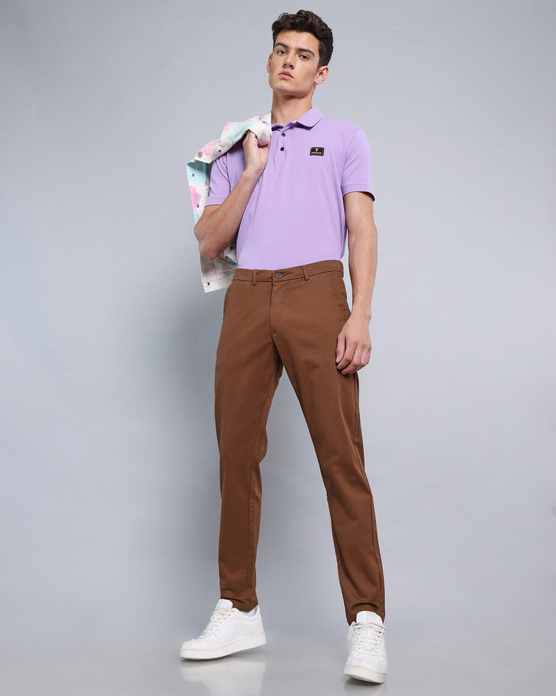 Chocolate Brown Stretch Cotton Chinos