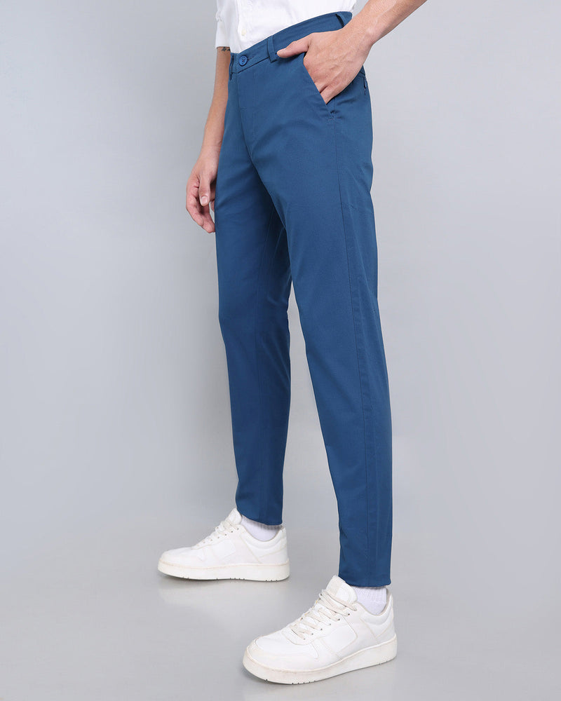 Indigo Blue Stretch Cotton Chinos