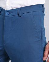 Indigo Blue Stretch Cotton Chinos