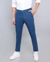 Indigo Blue Stretch Cotton Chinos