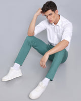 Teal Green Stretch Cotton Chinos