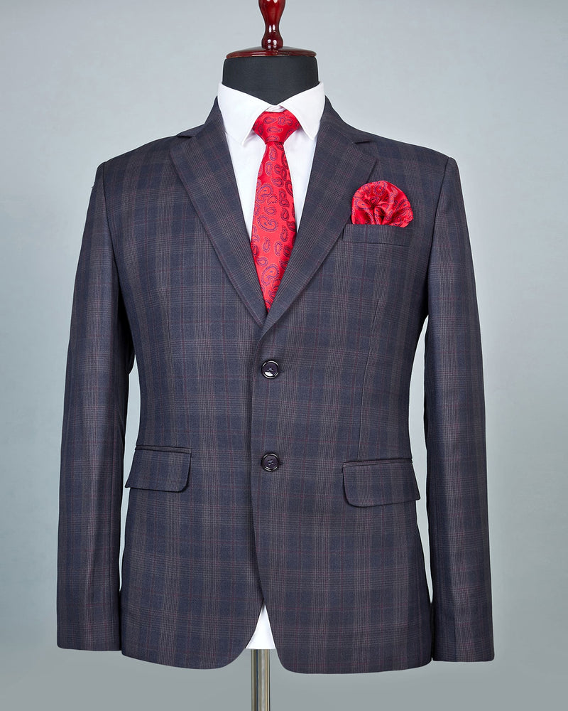 Bluewood Super Fine Checkered Single Breasted Blazer