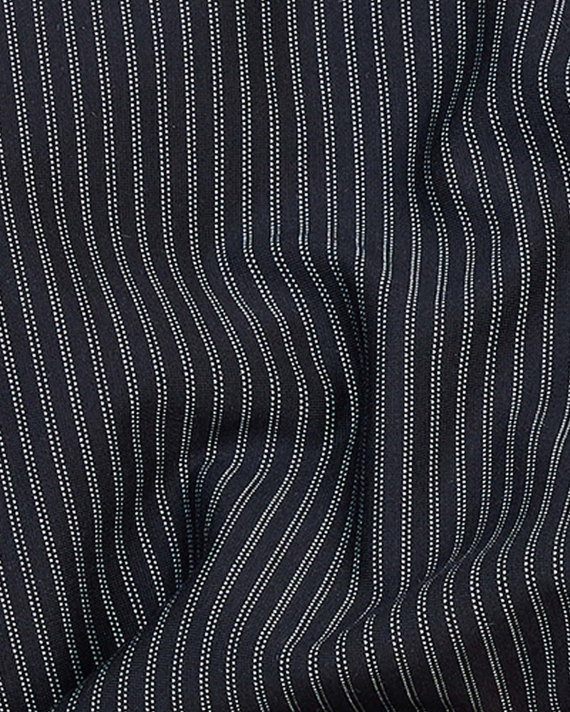 Black With White Verticle Striped Single Breasted Stretch Blazer