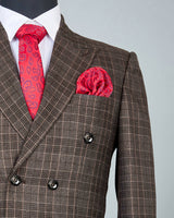 Sandstone Brown Wool Rich Double Breasted Blazer