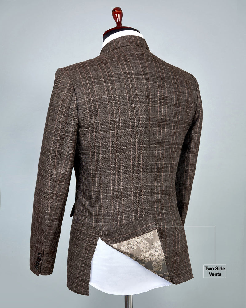 Sandstone Brown Wool Rich Double Breasted Blazer