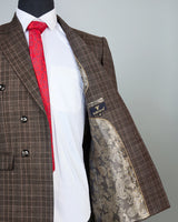 Sandstone Brown Wool Rich Double Breasted Blazer