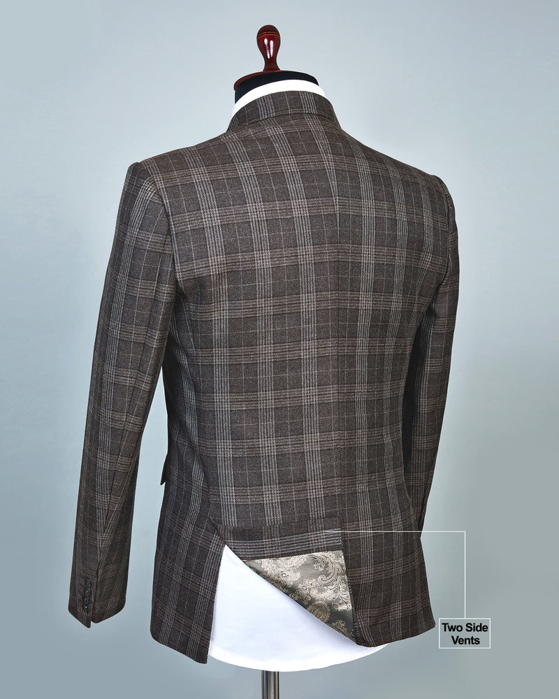 Nobel Brownish Wool Rich Single Breasted Blazer