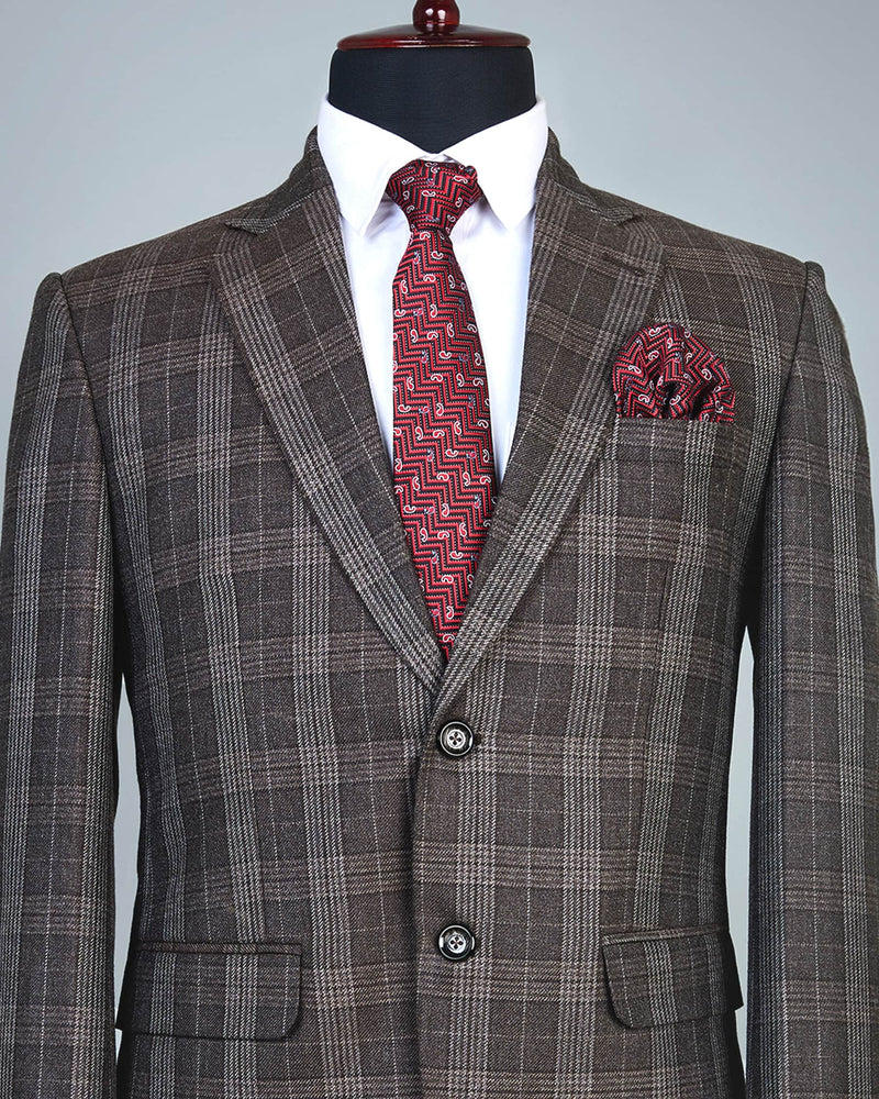 Nobel Brownish Wool Rich Single Breasted Blazer