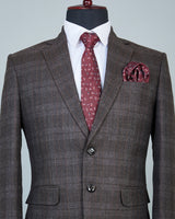 Rebel Brown Checkered Wool Rich Single Breasted Blazer