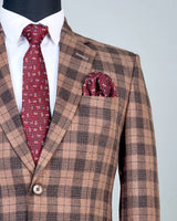 Dune Brown Plaid Check Wool Rich Blazer