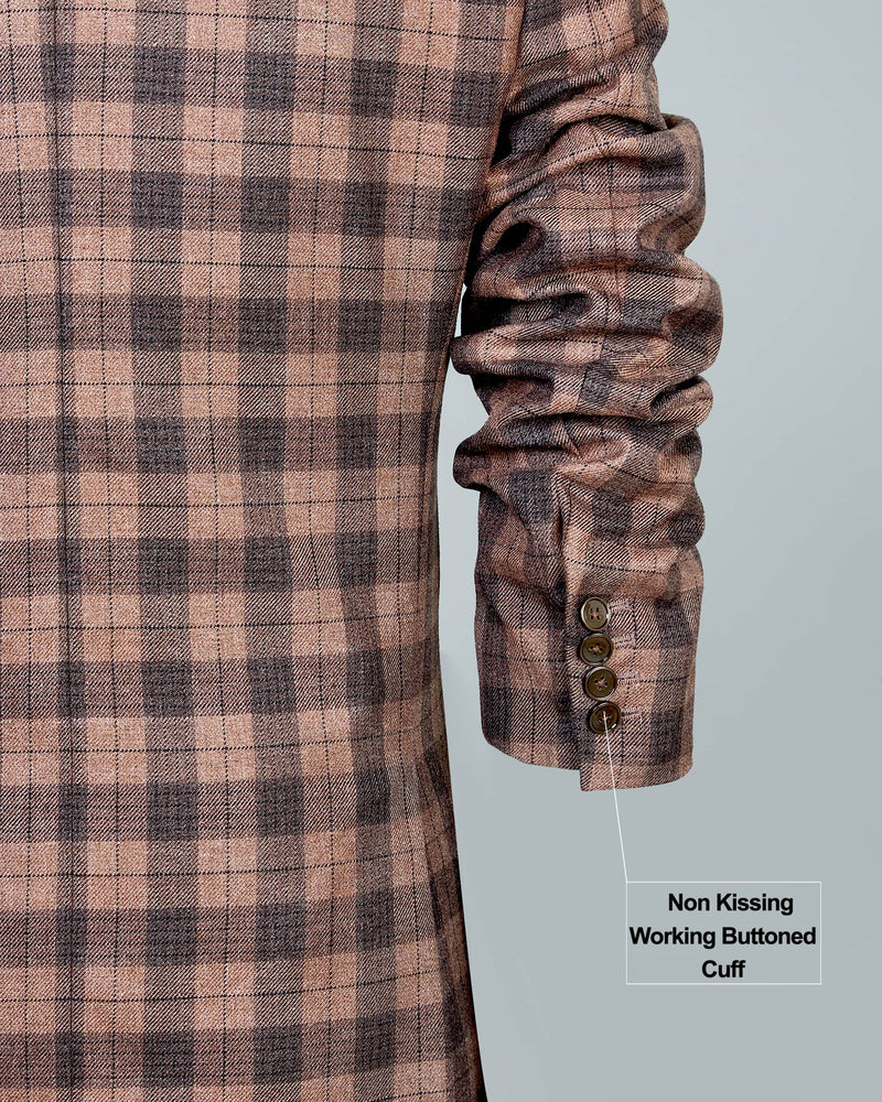 Dune Brown Plaid Check Wool Rich Blazer