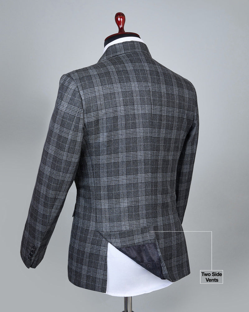 Dusty Grey Checkered Double Breasted Blazer