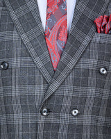 Dusty Grey Checkered Double Breasted Blazer