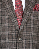 Zordic Brown Checkered Wool Rich Single Breasted Blazer