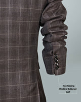 Trout Brown Checkered Wool Rich Single Breasted Blazer