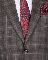 Trout Brown Checkered Wool Rich Single Breasted Blazer