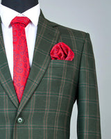 Lonar Green Windowpane Checked Tweed Cotton Blazer