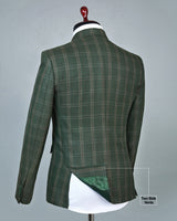 Lonar Green Windowpane Checked Tweed Cotton Blazer