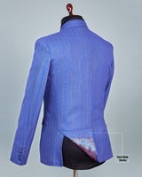 Everblue Striped Wool Rich Single Breasted Blazer