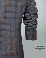 Shark Grey Windowpane Checkered Double Breasted Blazer