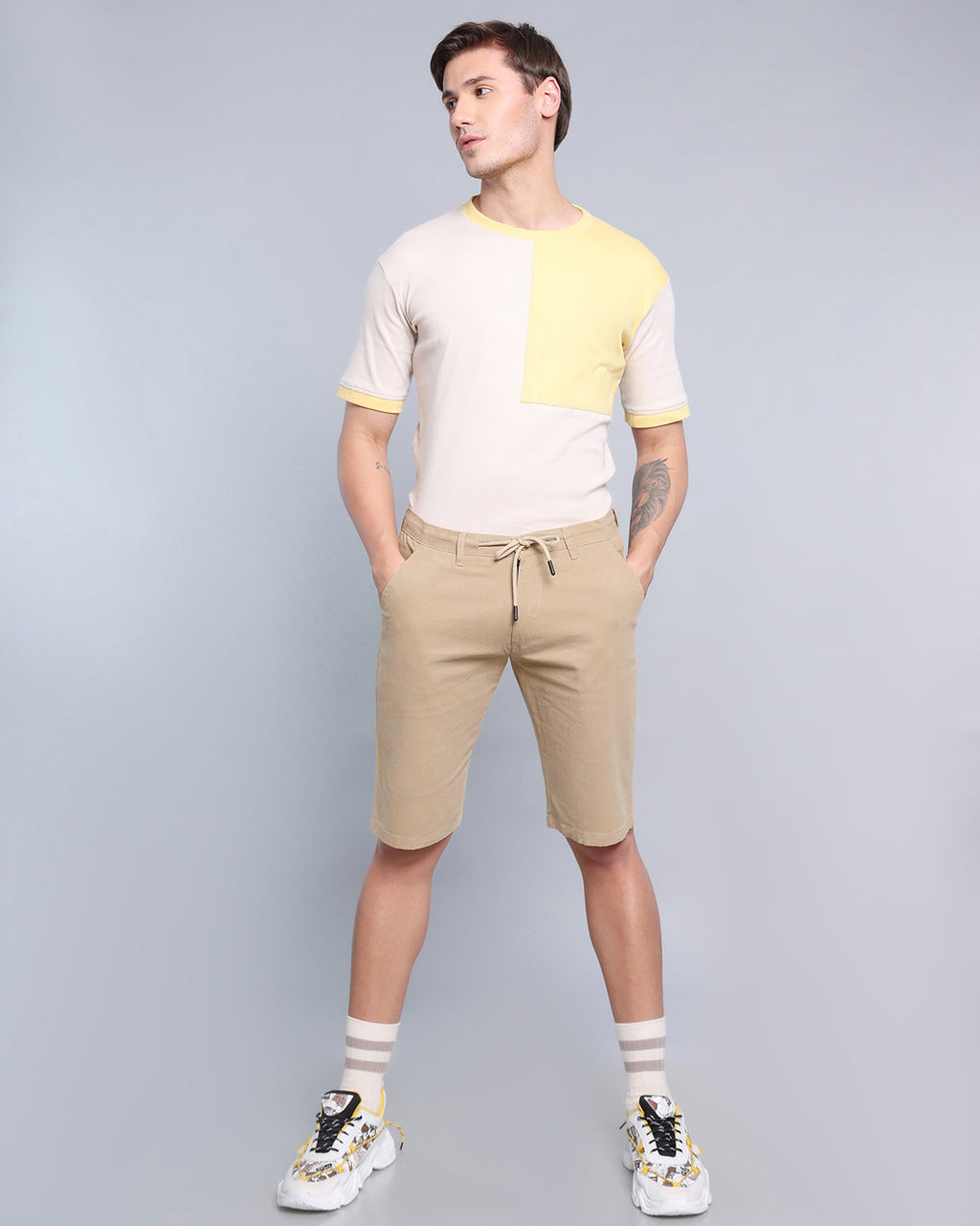 Solid Khaki Stretch Cotton Shorts – hamercopglobal