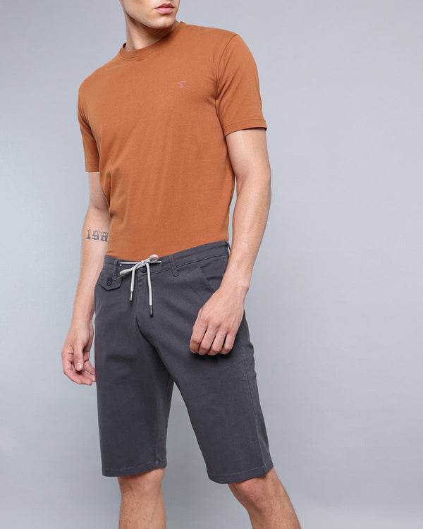 Charcoal Grey Stretch Cotton Shorts
