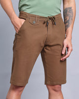 Stylish Driftwood Taupe Stretch Cotton Shorts