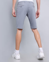 Stylish Light Steel Blue Stretch Cotton Shorts