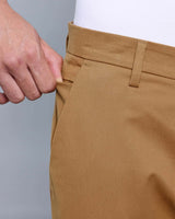 Peanut Brown Stretch Cotton Chinos