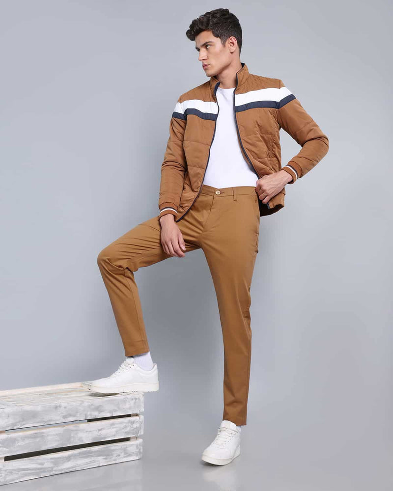 Peanut Brown Stretch Cotton Chinos