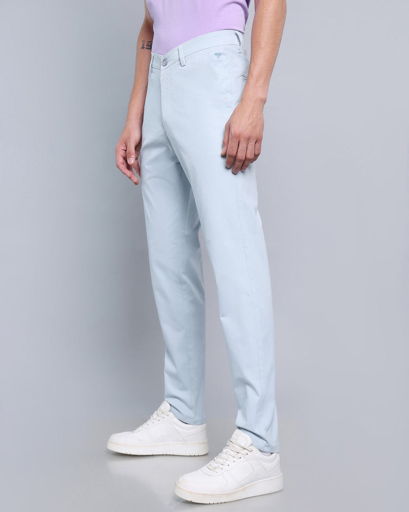 Sky Blue Stretch Cotton Chinos